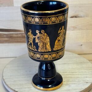 24k Gold Hand Made Greek Goblet Blue Gold 6”
